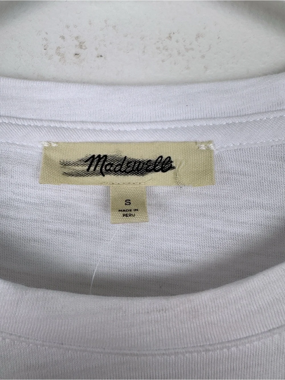 Madewell Soft Slub Jersey Cotton Smocked Long Sleeve Top White Size S NWT